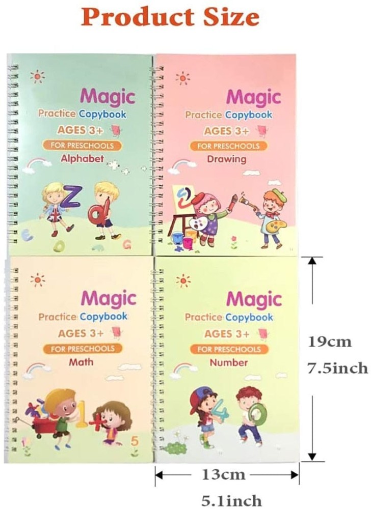 Kid' Magic 4 Book + 1 Pen + 10 Refill Combo Set