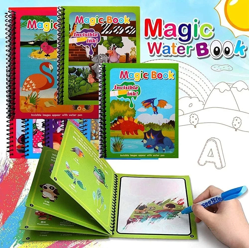 Magic Water Coloring Book Set of 4 Book + 4 Pen