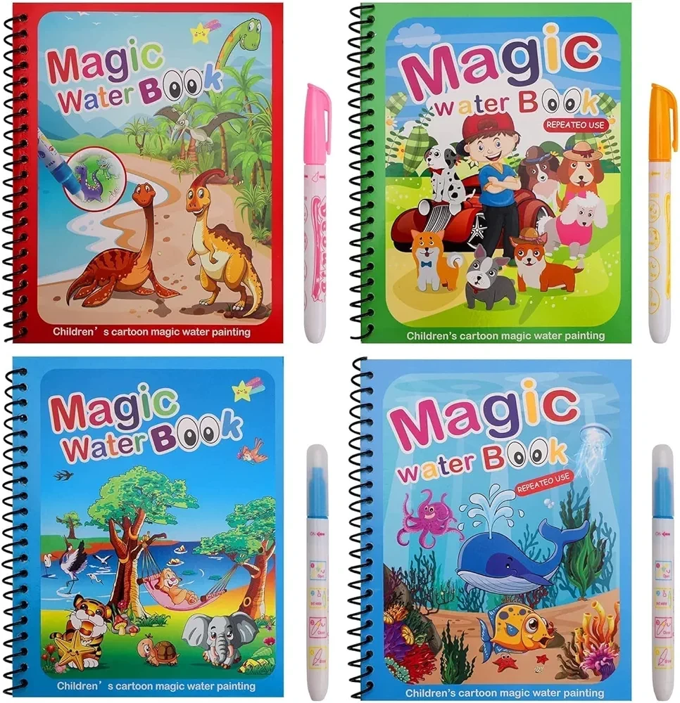 Magic Water Coloring Book Set of 4 Book + 4 Pen